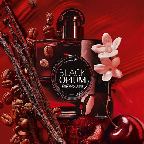 Yves Saint Laurent Black Opium Eau de Parfum Over Red .